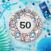 Assiettes En Carton 50e anniversaire Doodles funky (Fête)