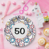 Assiettes En Carton 50e anniversaire Doodles funky (Fête)