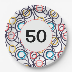Assiettes En Carton 50e anniversaire Doodles funky