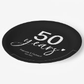 Assiettes En Carton 50e anniversaire du Mariage noir et blanc (Angle)