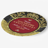 Assiettes En Carton 50e anniversaire du Mariage Or rouge et noir (Angle)