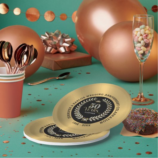 Assiettes En Carton 50e anniversaire du mariage Sparkling Laurel Wreat (Multi)