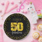Assiettes En Carton 50e anniversaire fabuleux noir feuille d'or points (Fête)