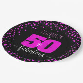 Assiettes En Carton 50e anniversaire fabuleux points en feuille rose c (Angle)