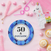 Assiettes En Carton 50e anniversaire Fantastic Mens Blue (Fête)