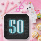Assiettes En Carton 50e Anniversaire fête néon Connexion en brique (Fête)