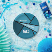 Assiettes En Carton 50e anniversaire Formes géométriques Turquoises mo (Fête)