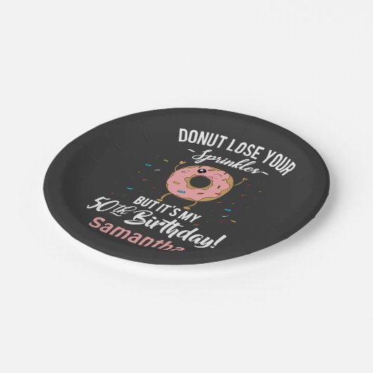 Assiettes En Carton 50e anniversaire Funny Donut Cinquante ans Parti T (Angle)
