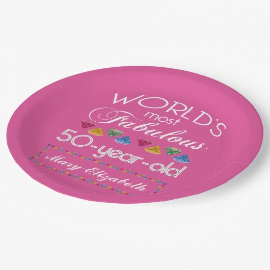 Assiettes En Carton 50e anniversaire Gemmes les plus fabuleuses Raspbe (Angle)