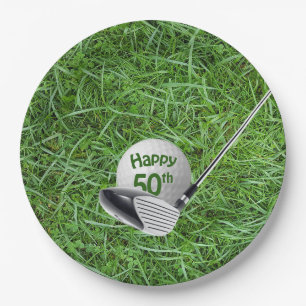 Assiettes En Carton 50e anniversaire Golf Ball and Club