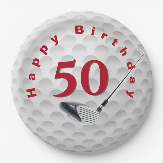 Assiettes En Carton 50e anniversaire Golf Ball Design (Devant)