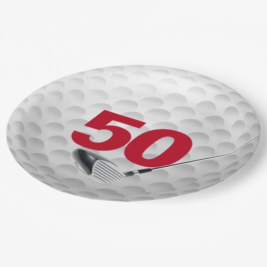 Assiettes En Carton 50e anniversaire Golf Ball Design Plaque en papier (Angle)