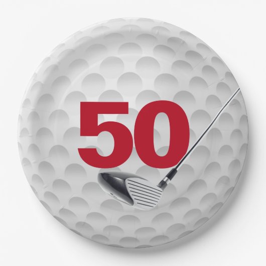 Assiettes En Carton 50e anniversaire Golf Ball Design Plaque en papier (Devant)