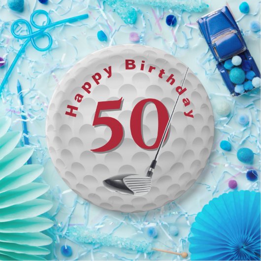 Assiettes En Carton 50e anniversaire Golf Ball Design Plaque en papier (Fête)