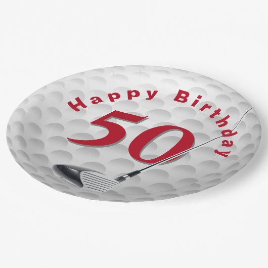 Assiettes En Carton 50e anniversaire Golf Ball Design Plaque en papier (Angle)