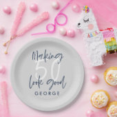 Assiettes En Carton 50e anniversaire gris moderne + fête bleu marine (Fête)