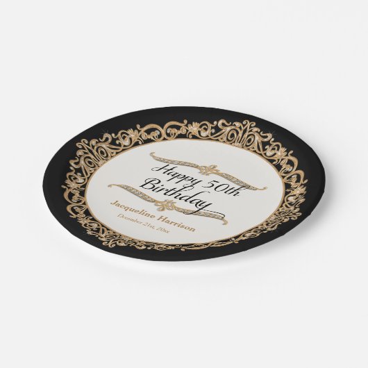 Assiettes En Carton 50e anniversaire joyeux (Angle)