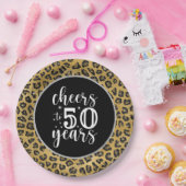 Assiettes En Carton 50e Anniversaire Leopard Thème noir et or (Fête)