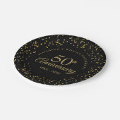 Assiettes En Carton 50e anniversaire Mariage Black Gold Dust Confetti (Angle)