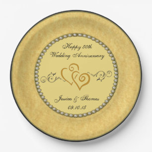 Assiettes En Carton 50e Anniversaire Mariage d'or Plaque en papier