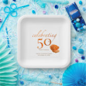 Assiettes En Carton 50e anniversaire mariage élégant pêche nom rose (Fête)