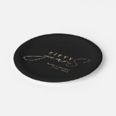 Assiettes En Carton 50e anniversaire Mariage Plaque en papier noir or (Angle)
