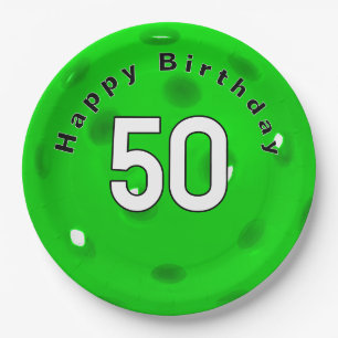 Assiettes En Carton 50e anniversaire Neon Green Pickleball