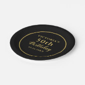 Assiettes En Carton 50e anniversaire Noir et Or (Angle)