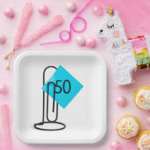 Assiettes En Carton 50e Anniversaire Note sur un clip papier (Fête)