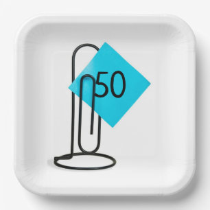 Assiettes En Carton 50e Anniversaire Note sur un clip papier