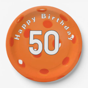 Assiettes En Carton 50e anniversaire Orange Pickleball