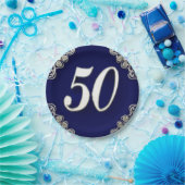 Assiettes En Carton 50e anniversaire ou anniversaire Regal Silver Blue (Fête)