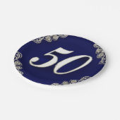 Assiettes En Carton 50e anniversaire ou anniversaire Regal Silver Blue (Angle)