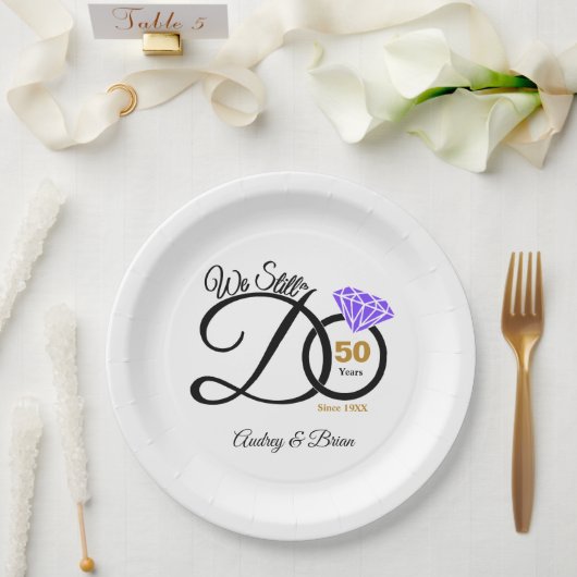 Assiettes En Carton 50e anniversaire Personnalisé (Mariage)