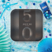 Assiettes En Carton 50e anniversaire Plaque en papier style bronze (Fête)