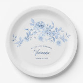 Assiettes En Carton 50e anniversaire Rose bleu Floral Custom (Devant)