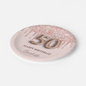 Assiettes En Carton 50e anniversaire rose or parties scintillant rose (Angle)