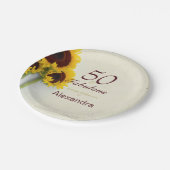 Assiettes En Carton 50e anniversaire Tournesol parti rustique (Angle)