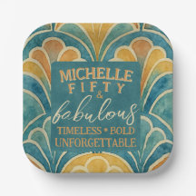 50e anniversaire Turquoise et Gold Art déco