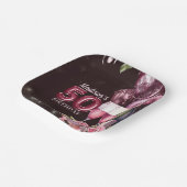 Assiettes En Carton 50e Anniversaire Vin & Ballons Personnalisé (Angulaire)