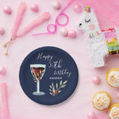 Assiettes En Carton 50e anniversaire Vin rouge Rose Aquarelle Marine B (Fête)