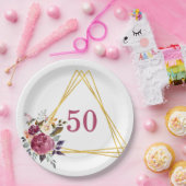 Assiettes En Carton 50e Boho Floral Géométrique (Fête)