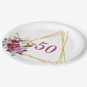 Assiettes En Carton 50e Boho Floral Géométrique (Angle)