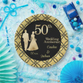 Assiettes En Carton 50e Couple d'or Parties scintillant Mariage Annive (Fête)
