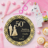 Assiettes En Carton 50e Couple d'or Parties scintillant Mariage Annive (Fête)