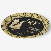 Assiettes En Carton 50e Couple d'or Parties scintillant Mariage Annive (Angle)
