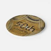 Assiettes En Carton 50e fête d'anniversaire Black and Gold Sparkle (Angle)