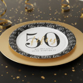 Assiettes En Carton 50th Birthday Party Black White Fifty