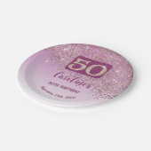 Assiettes En Carton 50th Birthday Party Sparkle Rose Gold Glitter (Angle)