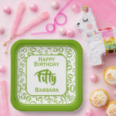 Assiettes En Carton 50th Party Random Number Pattern Green/White (Fête)